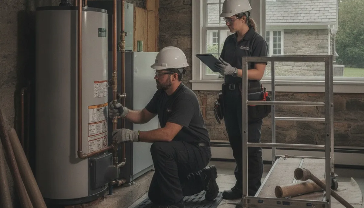 Plumber repairing a pipe in Burlington, MA for residential plumbing service
