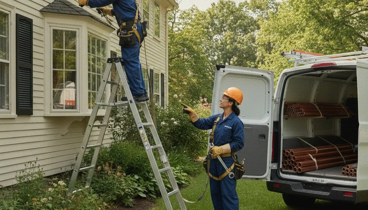 Plumber repairing a pipe in Burlington, MA for residential plumbing service