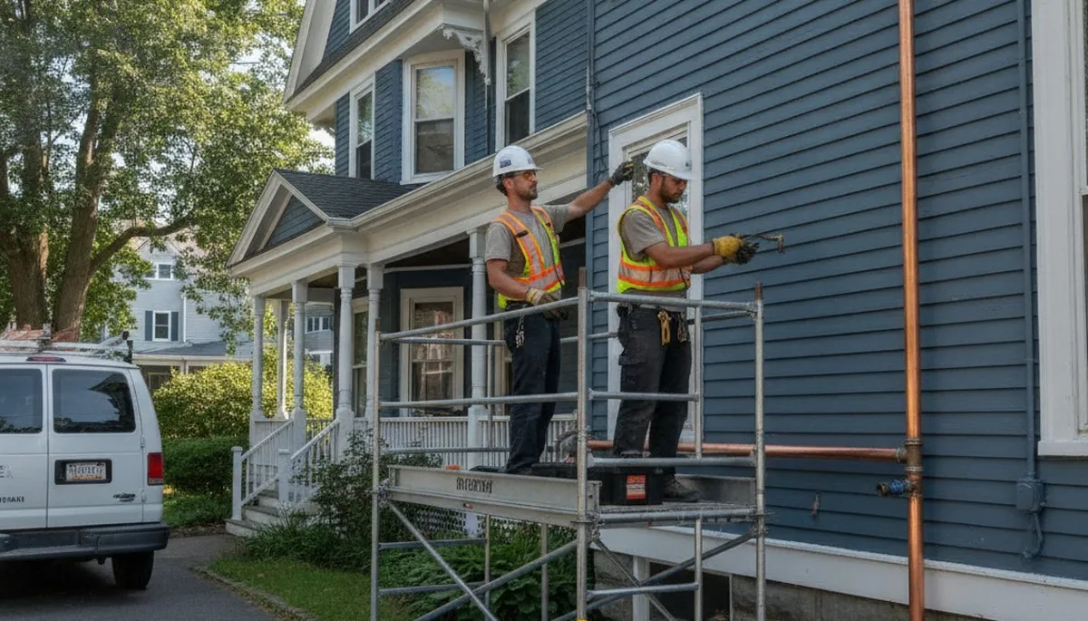 Plumber repairing a leak in Burlington, MA for plumbing repair service