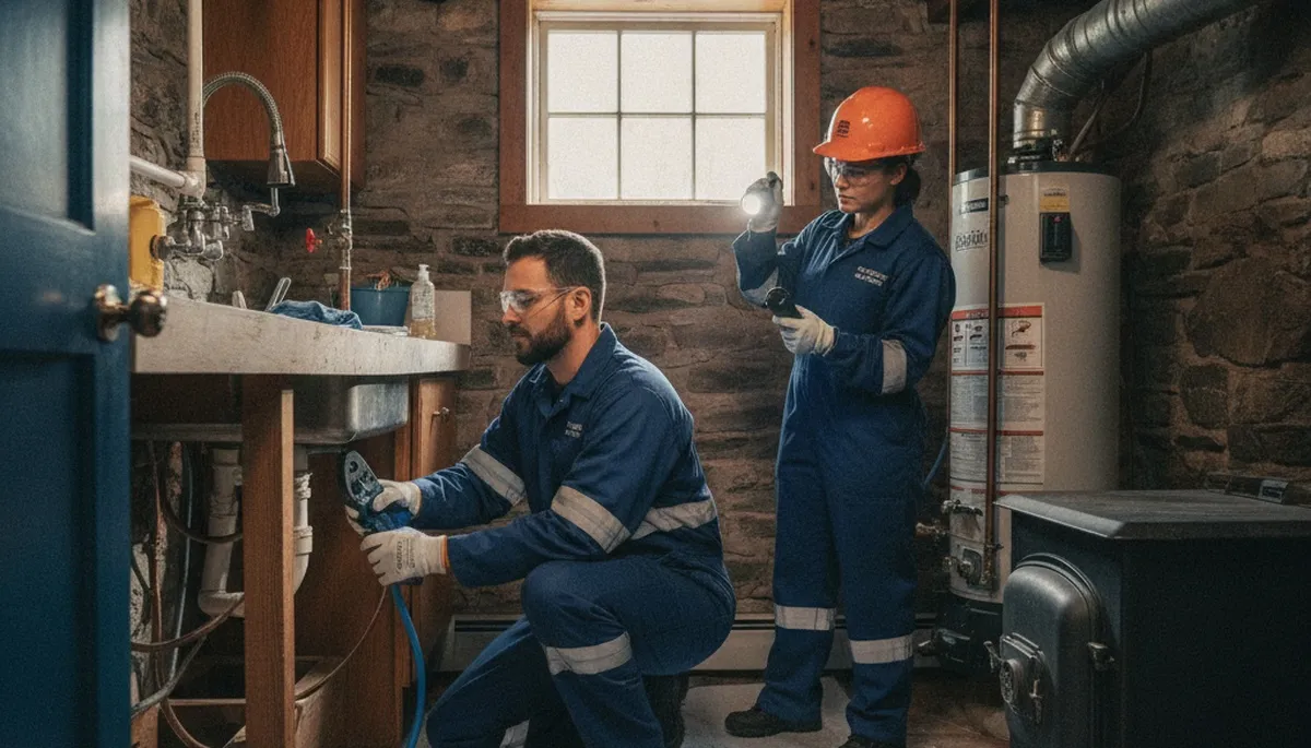 Burlington, MA plumber repairing a residential pipe for plumbing repair service